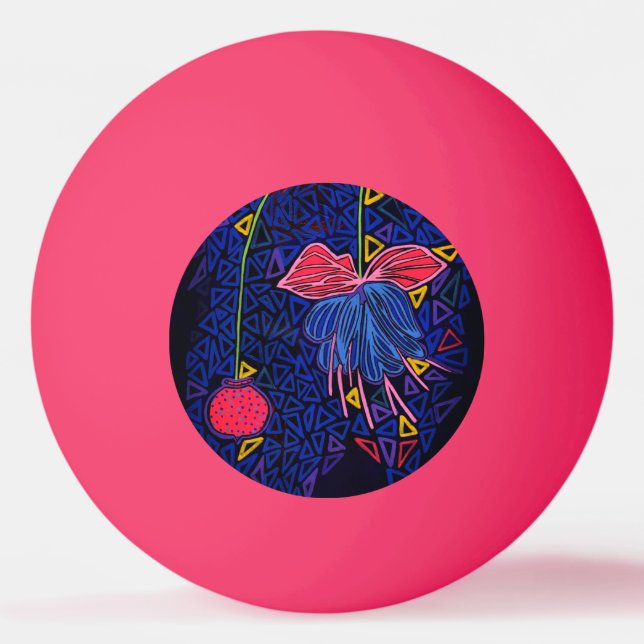 Pelota De Ping Pong Flores rosas y azules (Anverso)