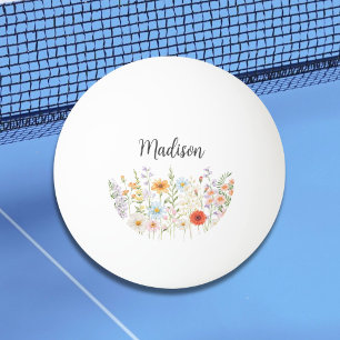 Pelota De Ping Pong Flores Silvestres Botánicas Florales de Acuarela c