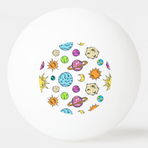 Pelota De Ping Pong Fondo cósmico de Doodles espaciales