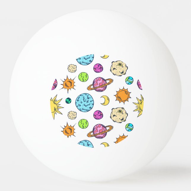 Pelota De Ping Pong Fondo cósmico de Doodles espaciales (Anverso)