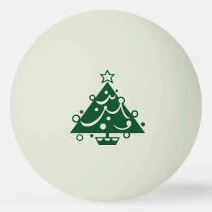 Pelota De Ping Pong Forma verde del árbol de Navidad en el brillo en l