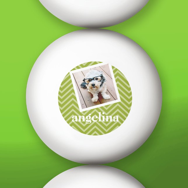 Pelota De Ping Pong Foto con patrón de cheurón y nombre personalizado (Custom Ping Pong Balls)