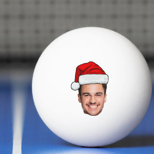 Pelota De Ping Pong Foto de Cara Personalizada Sombrero de Santa Navid