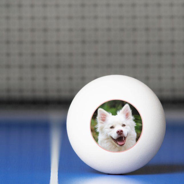 Pelota De Ping Pong Foto mascota con marco rosado personalizada (Neto)