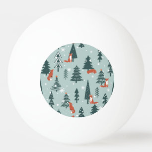 Pelota De Ping Pong Foxes, abetos, invierno, patrón colorido