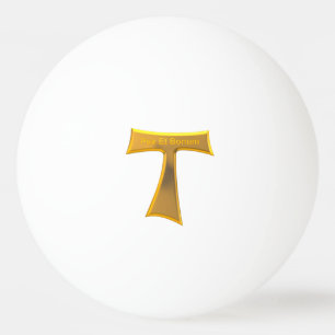 Pelota De Ping Pong Franciscan Tau Cross Pax Et Bonum Gold Metallic