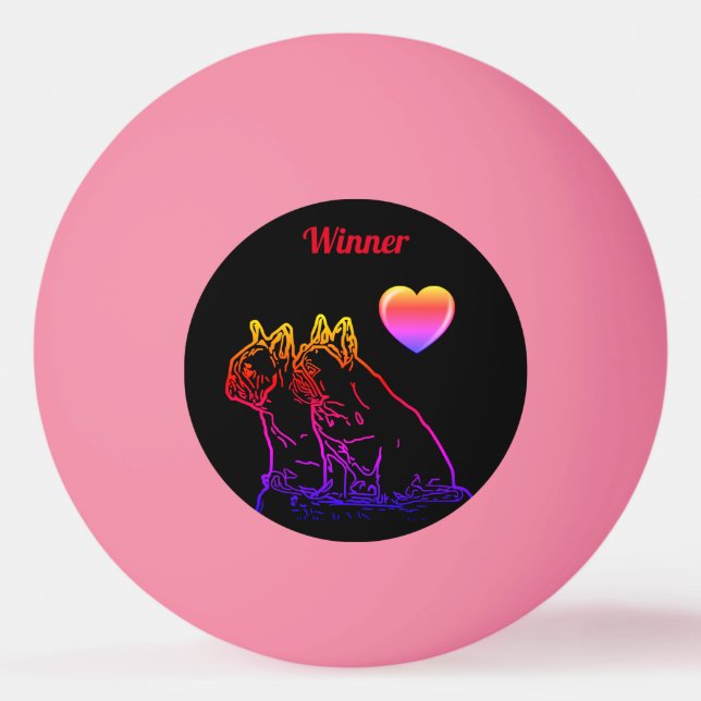 Pelota De Ping Pong Französische Bulldoggen mit Herz French Bulldog (Anverso)