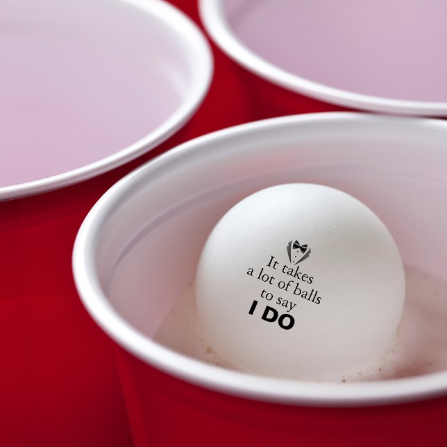 Pelota De Ping Pong Funny Pun Groom Bow Nombre Boda Fecha (Personalized beer pong balls for the groom.)