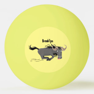 Pelota De Ping Pong Funny Wildebeest corriendo ilustracion personaliza
