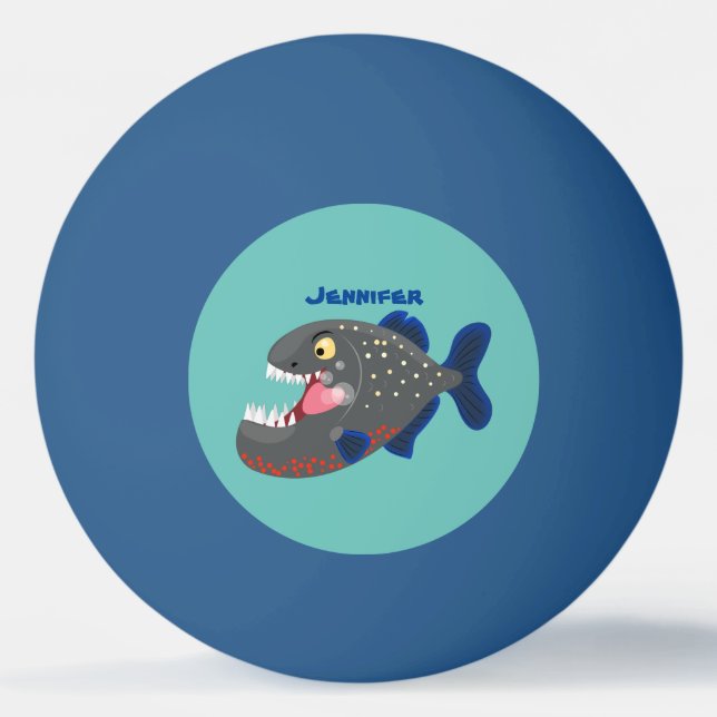 Pelota De Ping Pong Furioso ilustracion personalizado de piranha (Anverso)