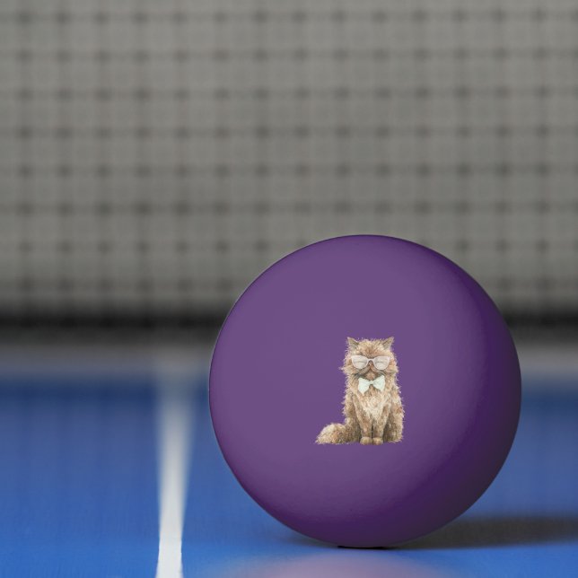 Pelota De Ping Pong Gafas de gato genial marrón   (Neto)