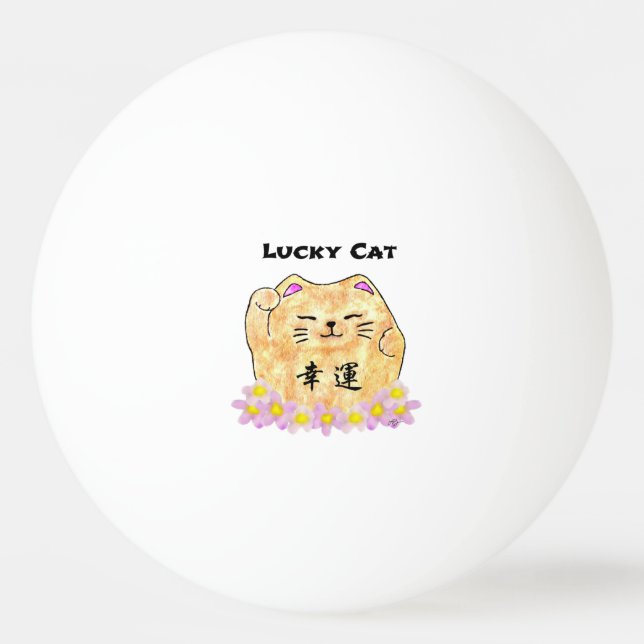 Pelota De Ping Pong Gato afortunado (Maneki Neko) Ping Pong Ball (Anverso)