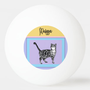 Pelota De Ping Pong Gato Atigrado Gatos Morados Colores Pastel para Mu