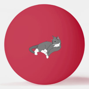 Pelota De Ping Pong Gato de Tuxedo Gris y Blanco