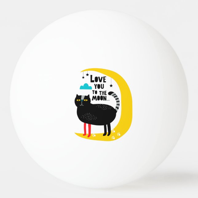 Pelota De Ping Pong Gato en la luna (Anverso)
