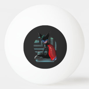 Pelota De Ping Pong Gato negro Cyberpunk Ninja