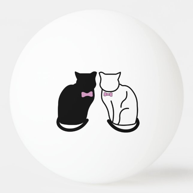 Pelota De Ping Pong Gato negro y blanco (Anverso)