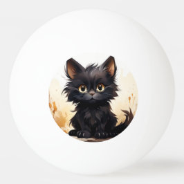 Pelota De Ping Pong Gato negro y flores