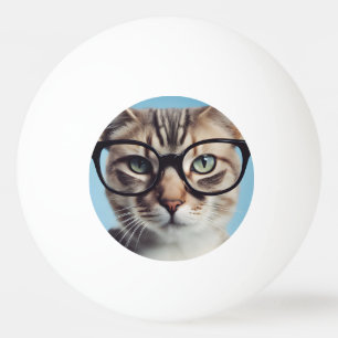 Pelota De Ping Pong Gato vistiendo gafas