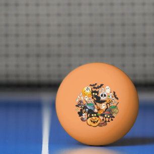 Pelota De Ping Pong Gatos divertidos de Halloween en fiesta