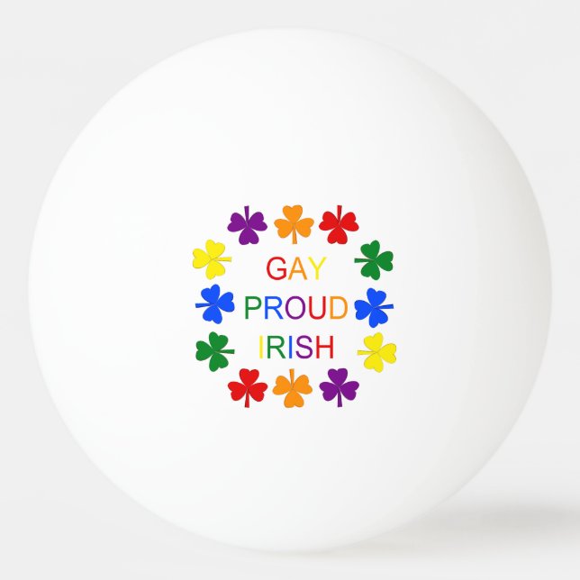 Pelota De Ping Pong Gay Proud Irlandés LGBT Rainbow Shamrock (Anverso)