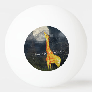 Pelota De Ping Pong Giraffe y Luna |Personalizado De Tres Estrellas Pi