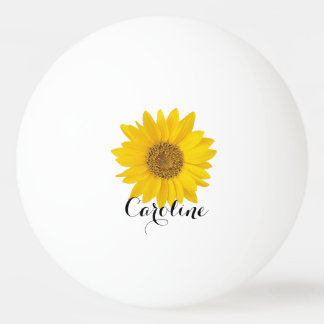 Pelota De Ping Pong Girasol amarillo con nombre personalizado