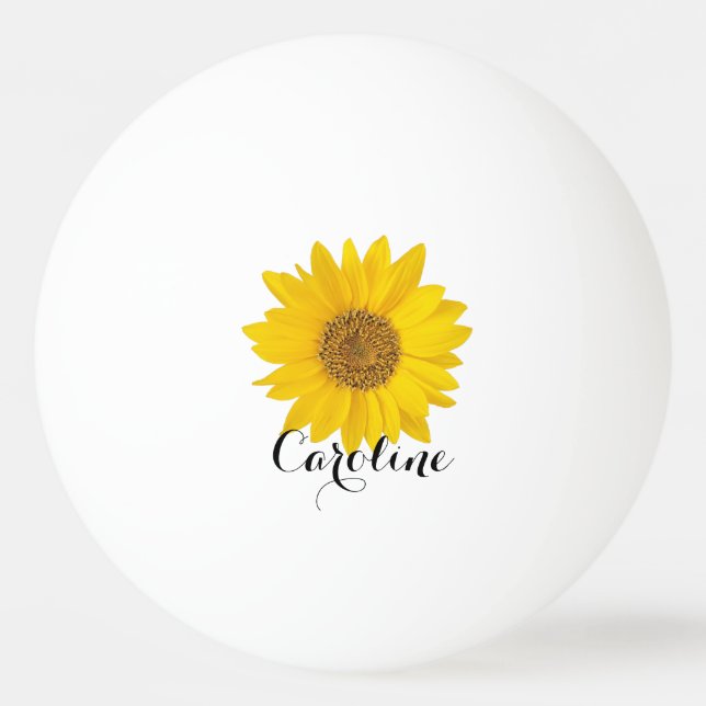 Pelota De Ping Pong Girasol amarillo con nombre personalizado (Anverso)