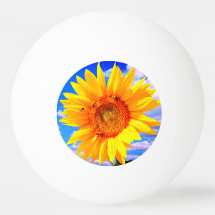 Pelota De Ping Pong Girasol y abejas en Blue Sky Ping Pong Ball