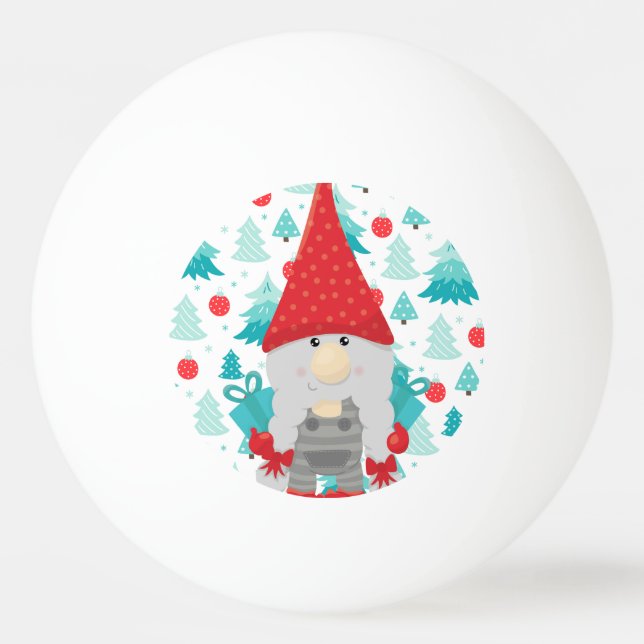 Pelota De Ping Pong Gnome festivo con regalos (Anverso)