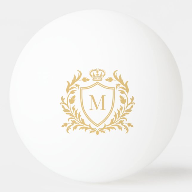 Pelota De Ping Pong Gold Heraldic Crest Crown Monogram (Anverso)