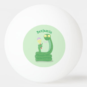 Pelota De Ping Pong Graciosa serpiente verde con maraca personalizado