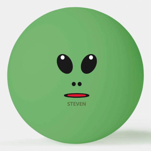 Pelota De Ping Pong Gracioso Alien Verde Face Personalizado (Anverso)