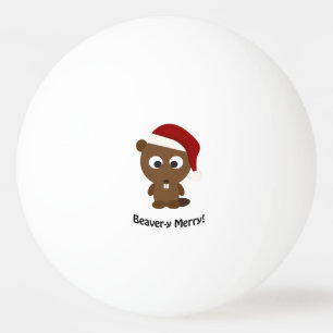 Pelota De Ping Pong ¡Gracioso Beaver-y Merry! Santa Beaver