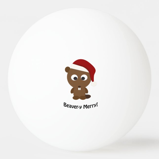 Pelota De Ping Pong ¡Gracioso Beaver-y Merry! Santa Beaver (Anverso)