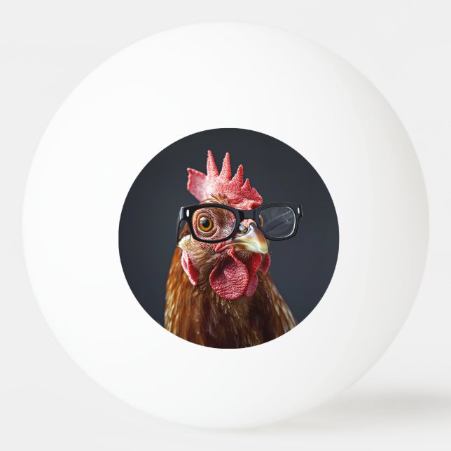 Pelota De Ping Pong Gracioso pollo con gafas (Anverso)