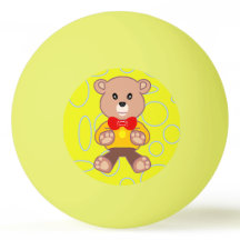 Gracioso Quirky Cute Bowtie Oso Amarillo Ping Pong