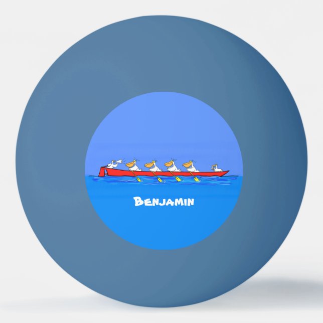 Pelota De Ping Pong Graciosos pelícanos remando ilustracion personaliz (Anverso)