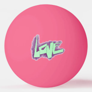 Pelota De Ping Pong graffiti de amor morado verde menta tipografía pun