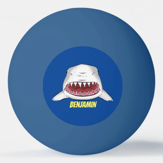 Pelota De Ping Pong Gran tiburón blanco significa ilustracion personal (Anverso)