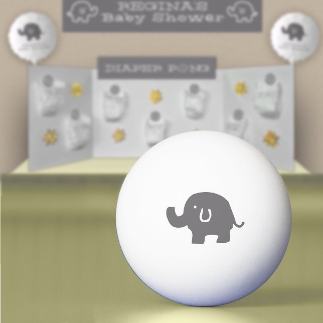 Pelota De Ping Pong Gray Elephant Baby Shower Diaper Pong Ball (Subido por el creador)