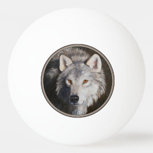 Pelota De Ping Pong Gray Timber Wolf Face