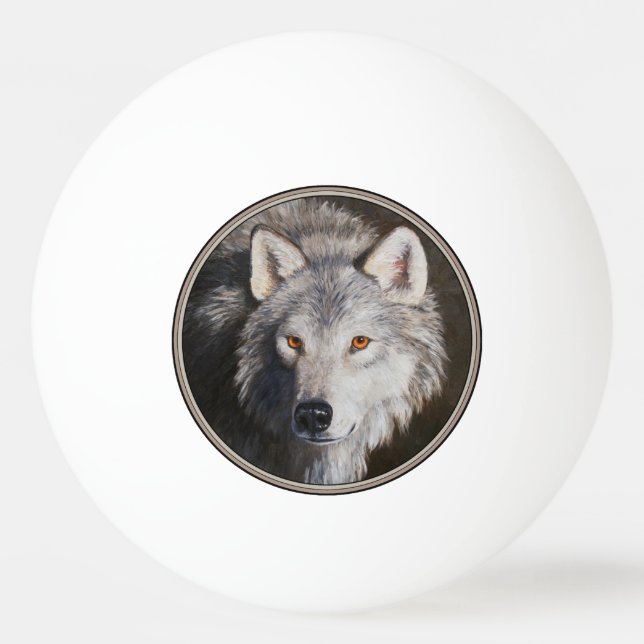 Pelota De Ping Pong Gray Timber Wolf Face (Anverso)