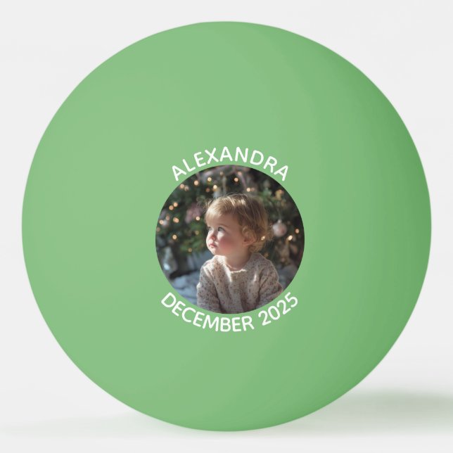 Pelota De Ping Pong Green Holiday Family Photo (Anverso)