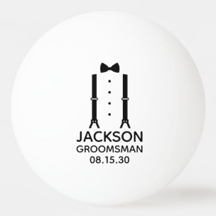 Pelota De Ping Pong Groomsman Black Bow Tie