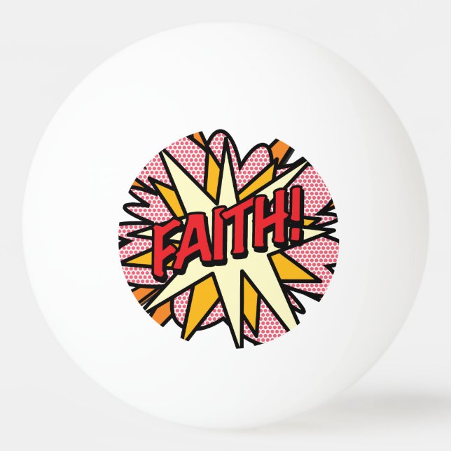 Pelota De Ping Pong Guay Fun Comic Book Pop Art FAITH (Anverso)
