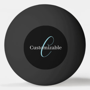 Pelota De Ping Pong Guión de monograma cursivo editable negro azul bla