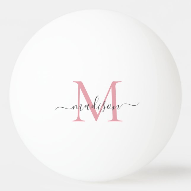 Pelota De Ping Pong Guión simple de Moda moderna en monograma gris ros (Anverso)