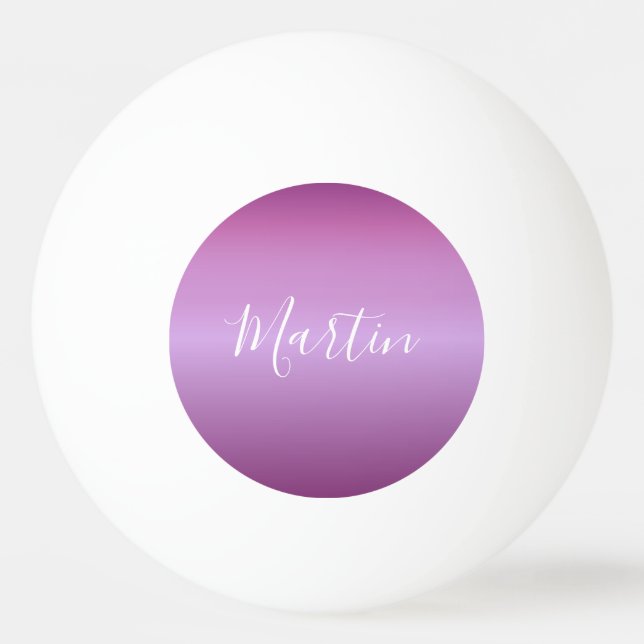 Pelota De Ping Pong Guión violeta púrpura y blanco Personalizado (Anverso)