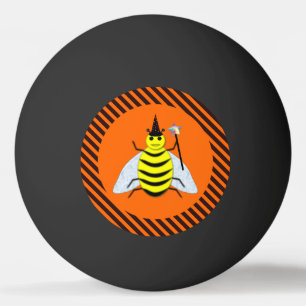 Pelota De Ping Pong Halloween Magic Bee Witch naranja y Black Stripes
